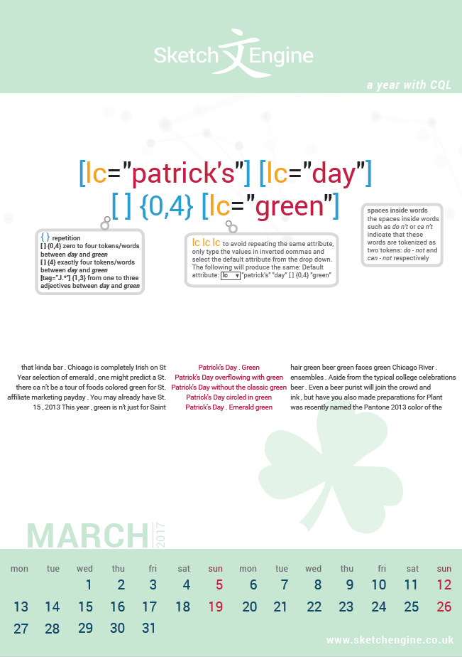 Sketch Engine 2017 calendar Sketch Engine 2017 calendar - March page