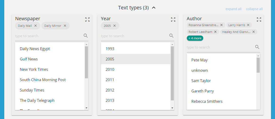 text types in a corpus