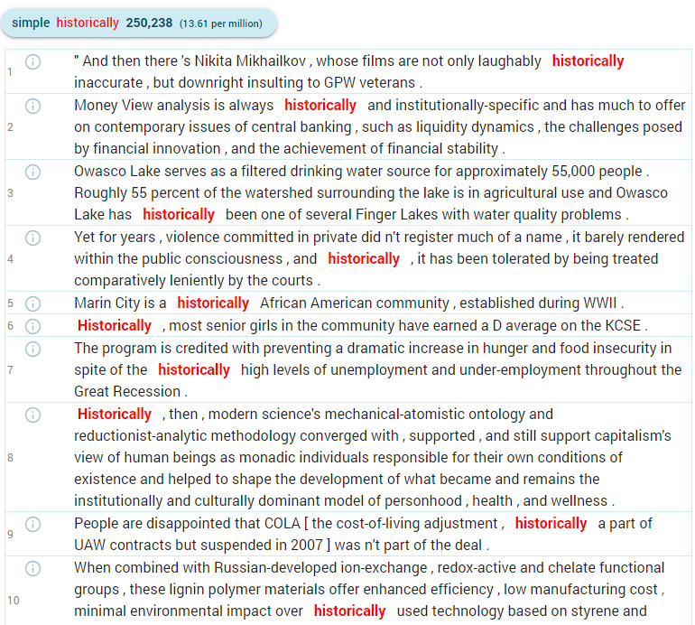 Concordance not filtered by GDEX Good Dictionary Examples not applied