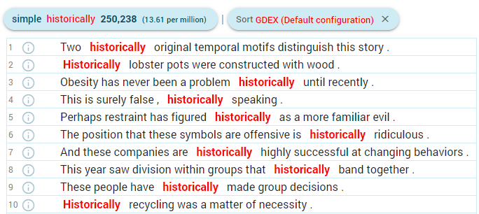 Concordance with GDEX Concordance with Good Dictionary Examples